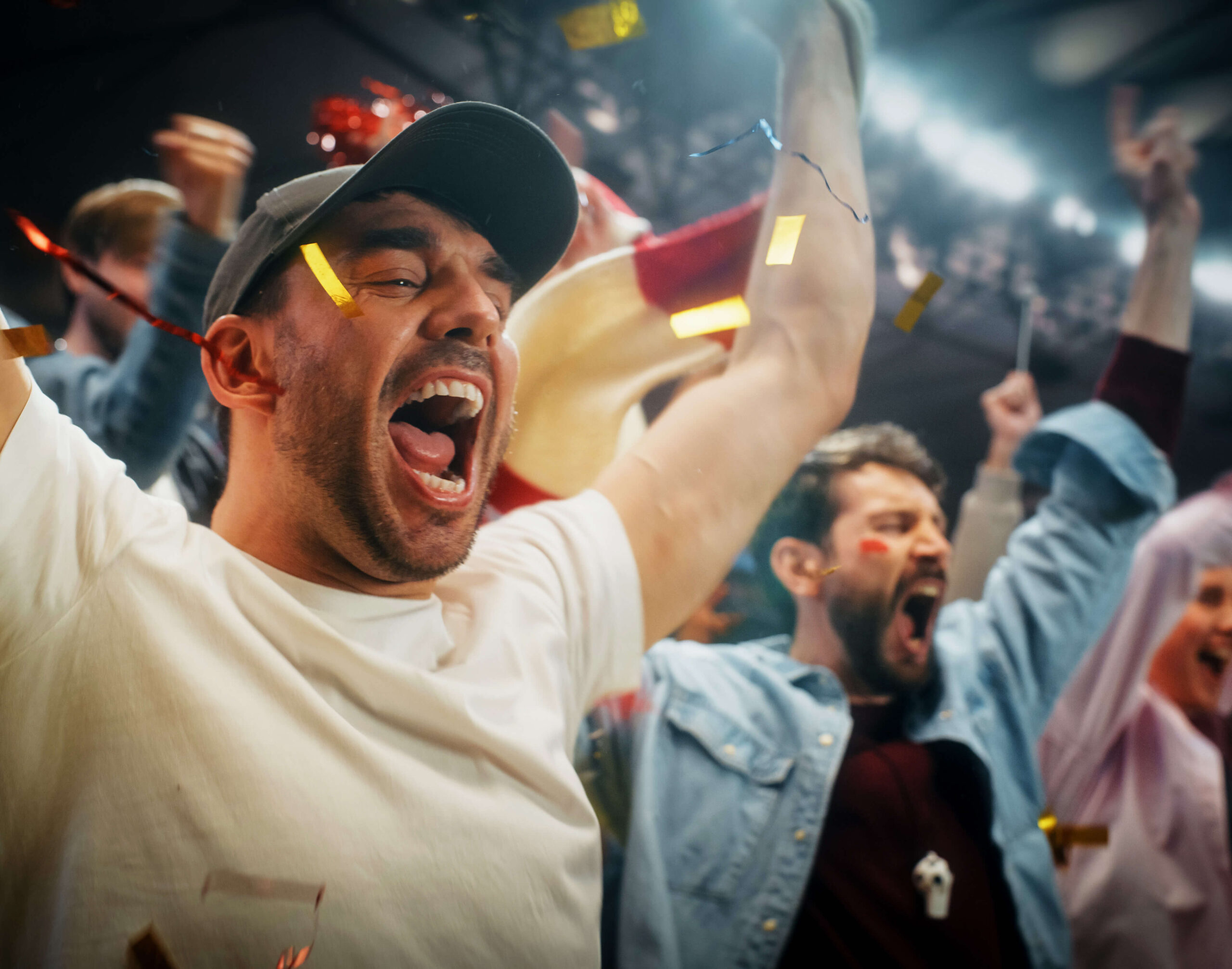 Fans celebrating at a game